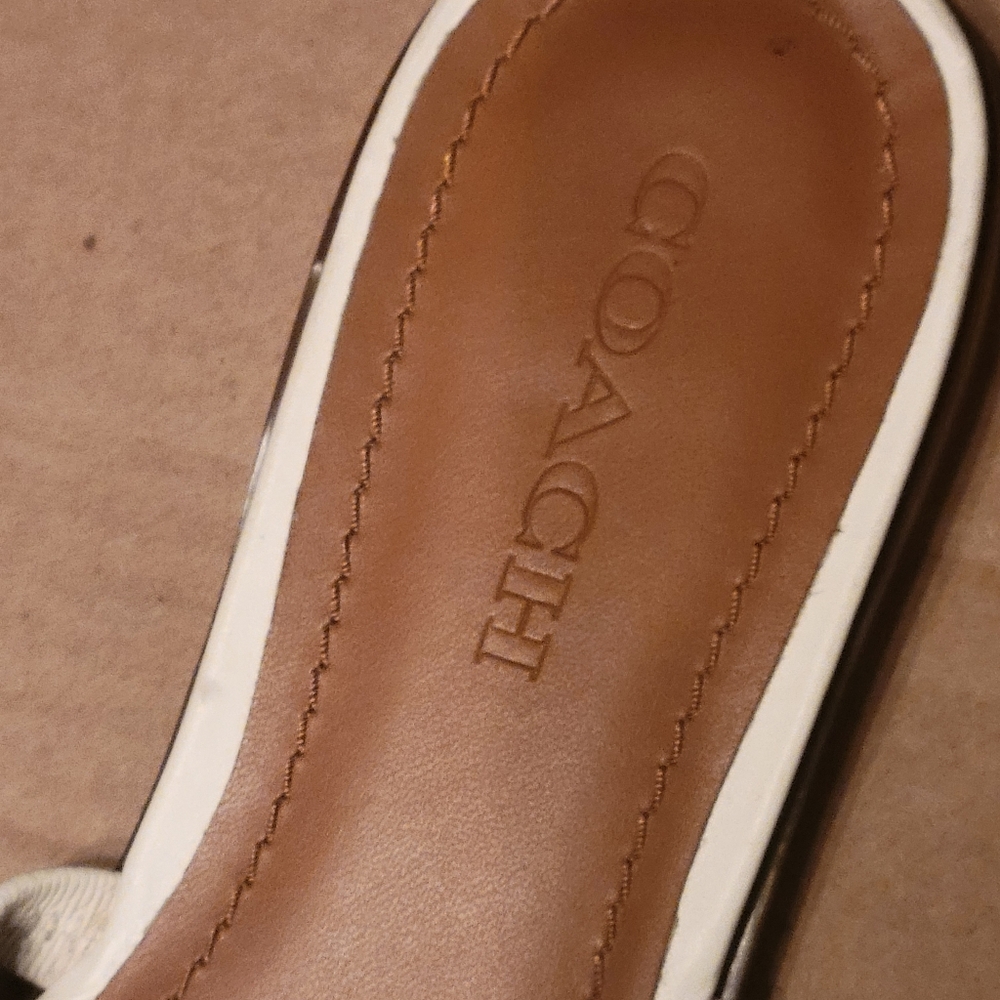 Coach White Gold-Beaded Strappy Flat Sandals - Picture 3 of 9